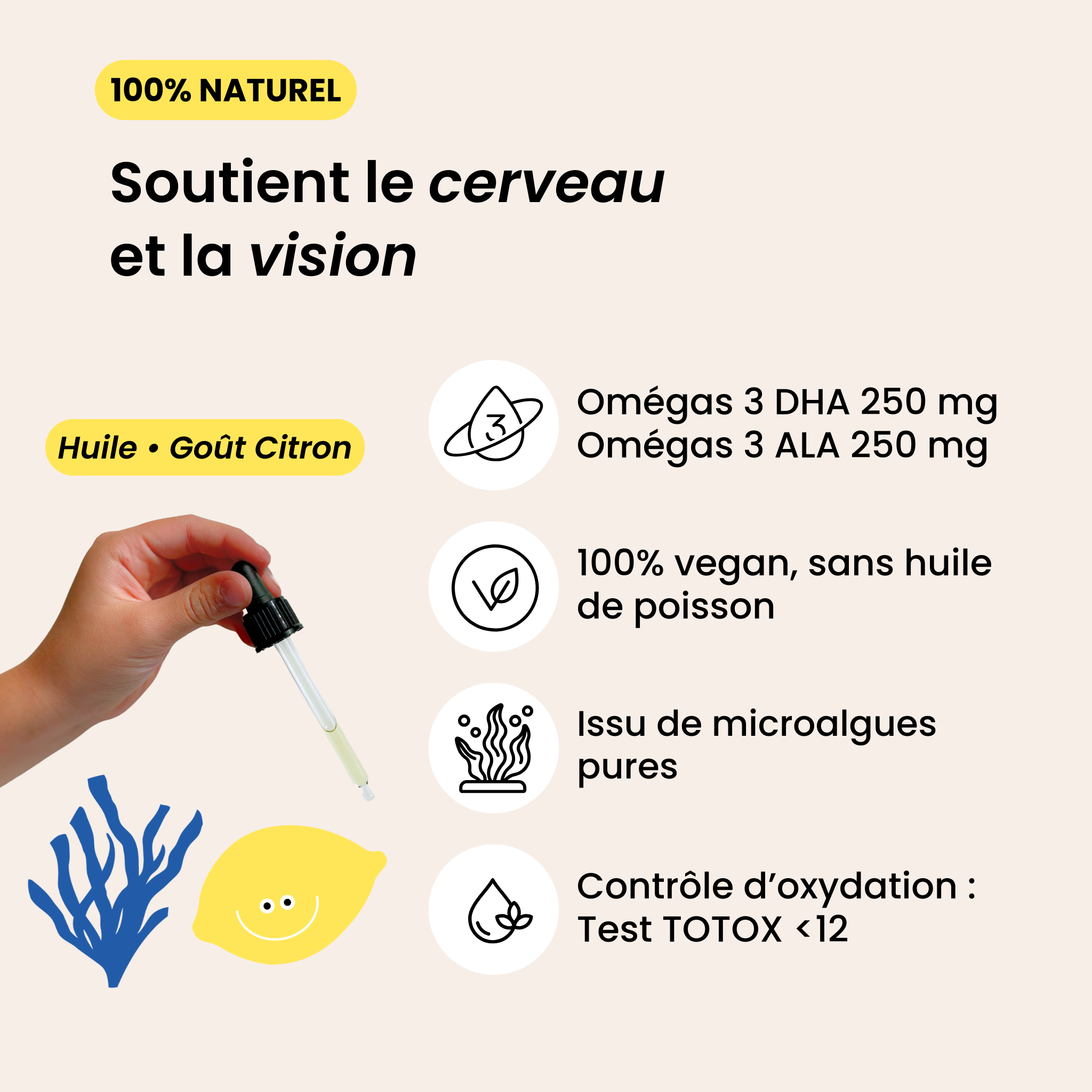 Kids Vegan Omega-3 Citron | 50 ml