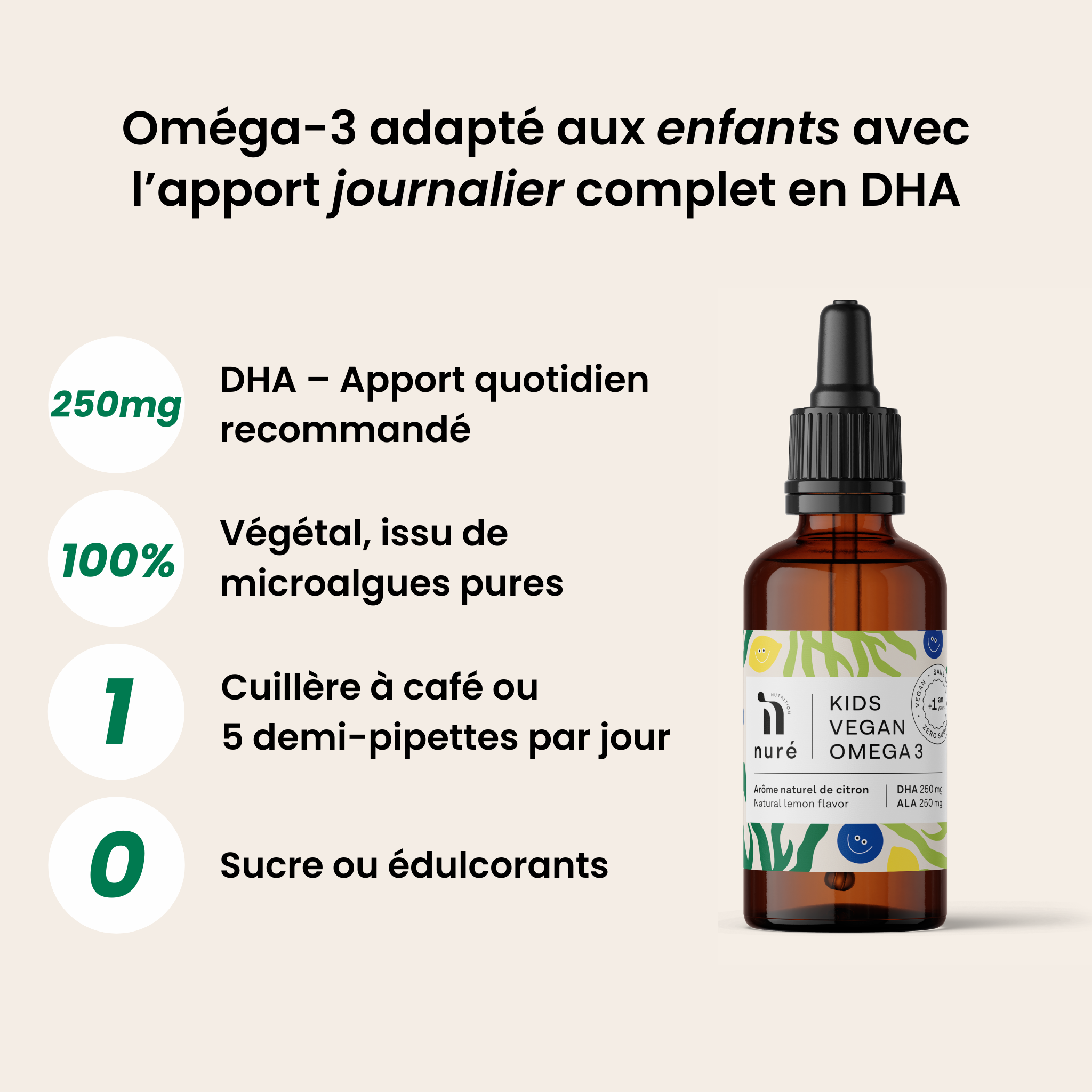Kids Vegan Omega-3 Citron | 50 ml