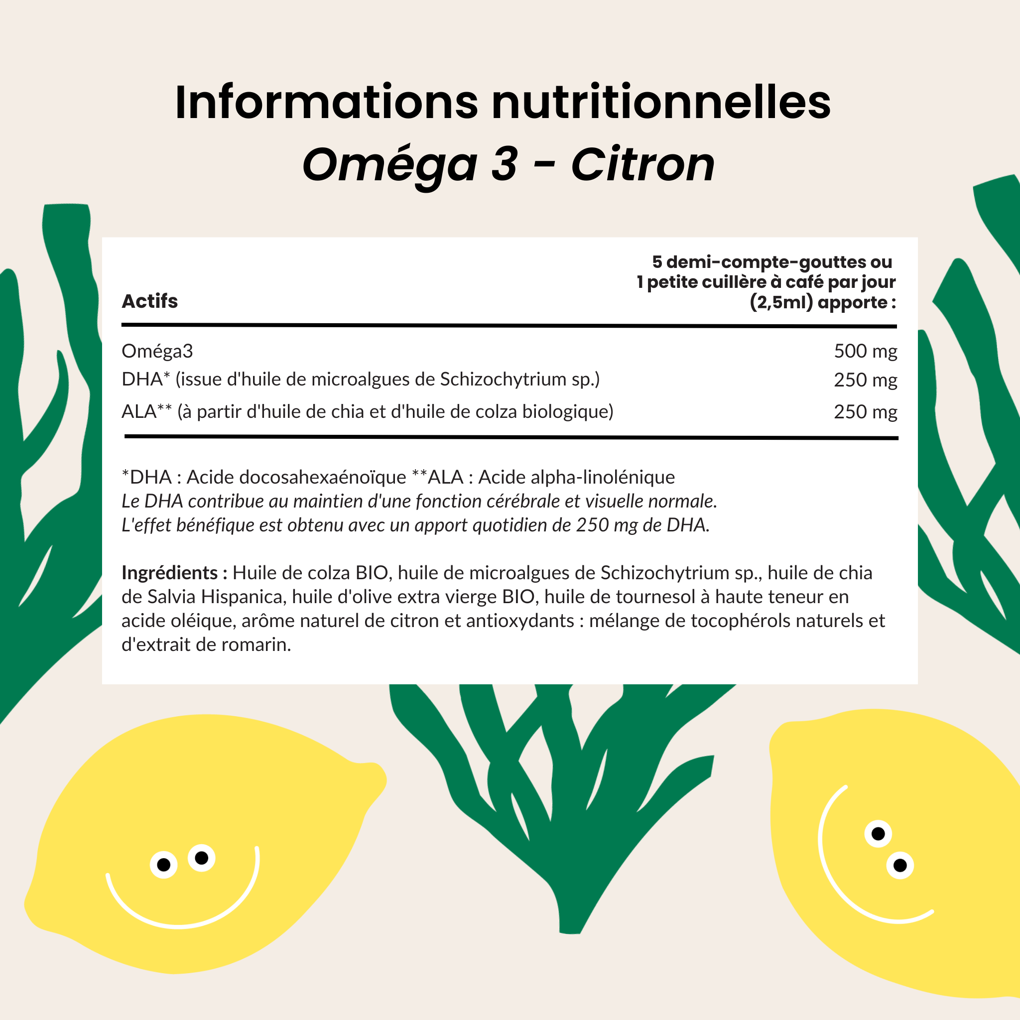 Kids Vegan Omega-3 Citron | 50 ml